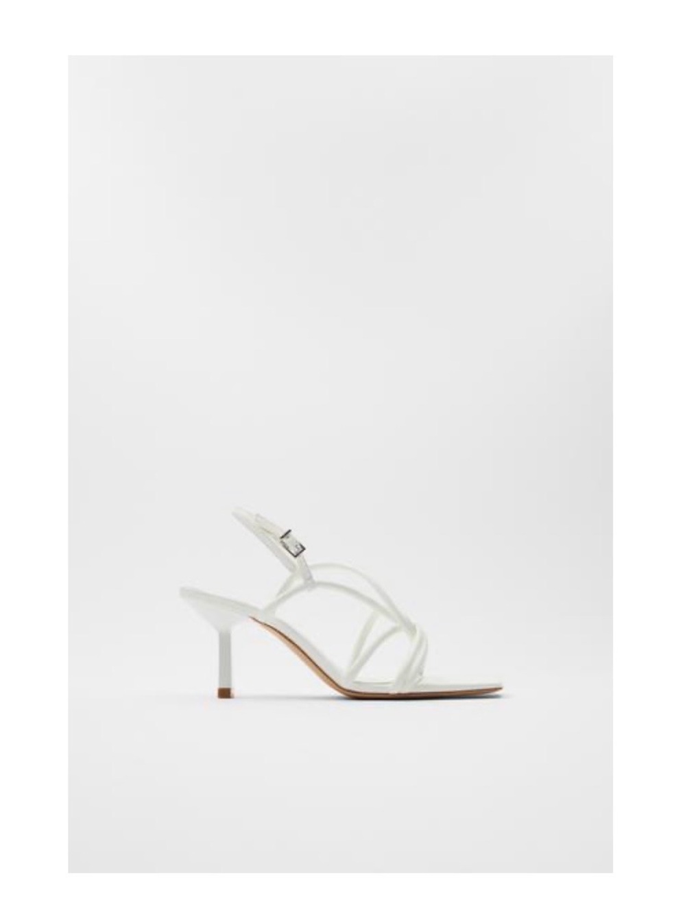Zara NWT Tubular Strap High-Heel Sandals - White Size 42